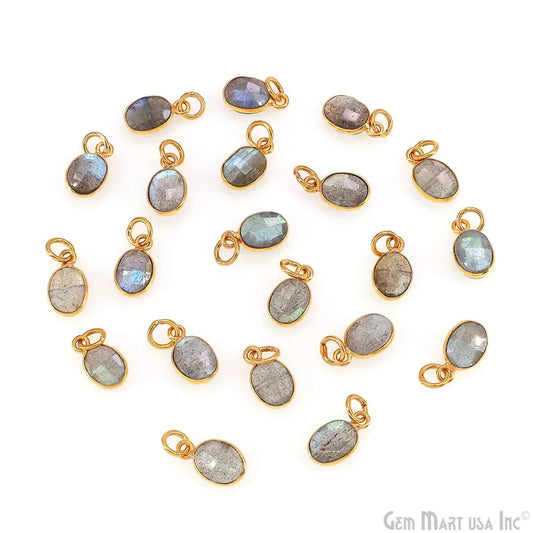 Labradorite Oval 12x7mm Gold Plated Single Bail Bezel Gemstone Connector