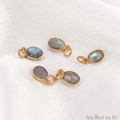 Labradorite Oval 12x7mm Gold Plated Single Bail Bezel Gemstone Connector