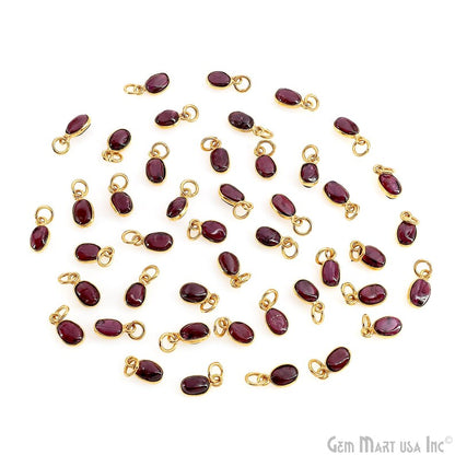 Garnet Oval 11x6mm Gold Plated Single Bail Bezel Gemstone Connector