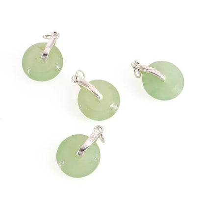 Prehnite Round Shape 21x15mm Sterling Silver Single Bail Gemstone Pendant
