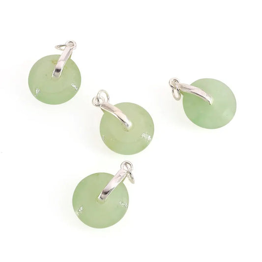 Prehnite Round Shape 21x15mm Sterling Silver Single Bail Gemstone Pendant