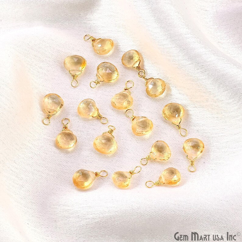 Citrine Drop 11x7mm Gold Wire Wrapped Single Bail Connector