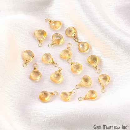 Citrine Drop 11x7mm Gold Wire Wrapped Single Bail Connector