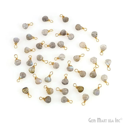 Labradorite Drop 9x5mm Gold Wire Wrapped Single Bail Connector