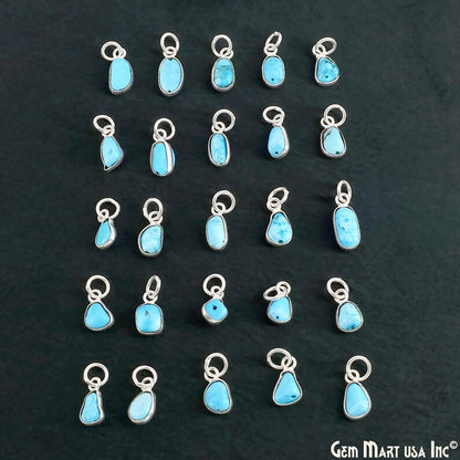 Turquoise Free Form 11x5mm Silver Plated Single Bail Bezel Gemstone Connector