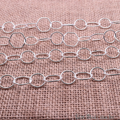 Round & Hexagon Shape Finding Silver Plated Station Rosary Chain