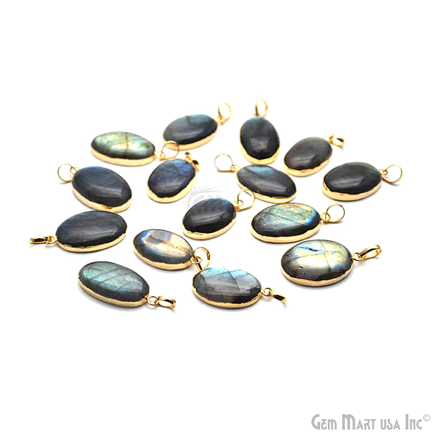 Labradorite 28x17mm Gold Electroplated Gemstone Connector Pendant