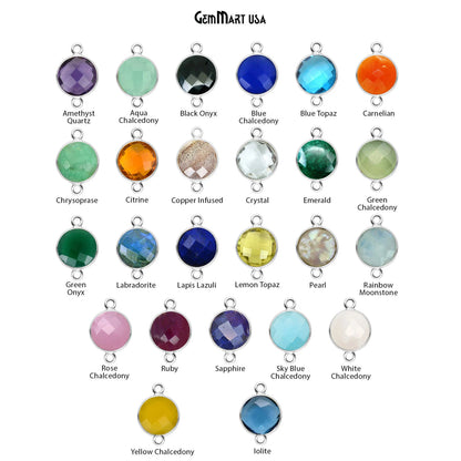 Round 10mm Double Bail Silver Plated Gemstone Bezel Connector