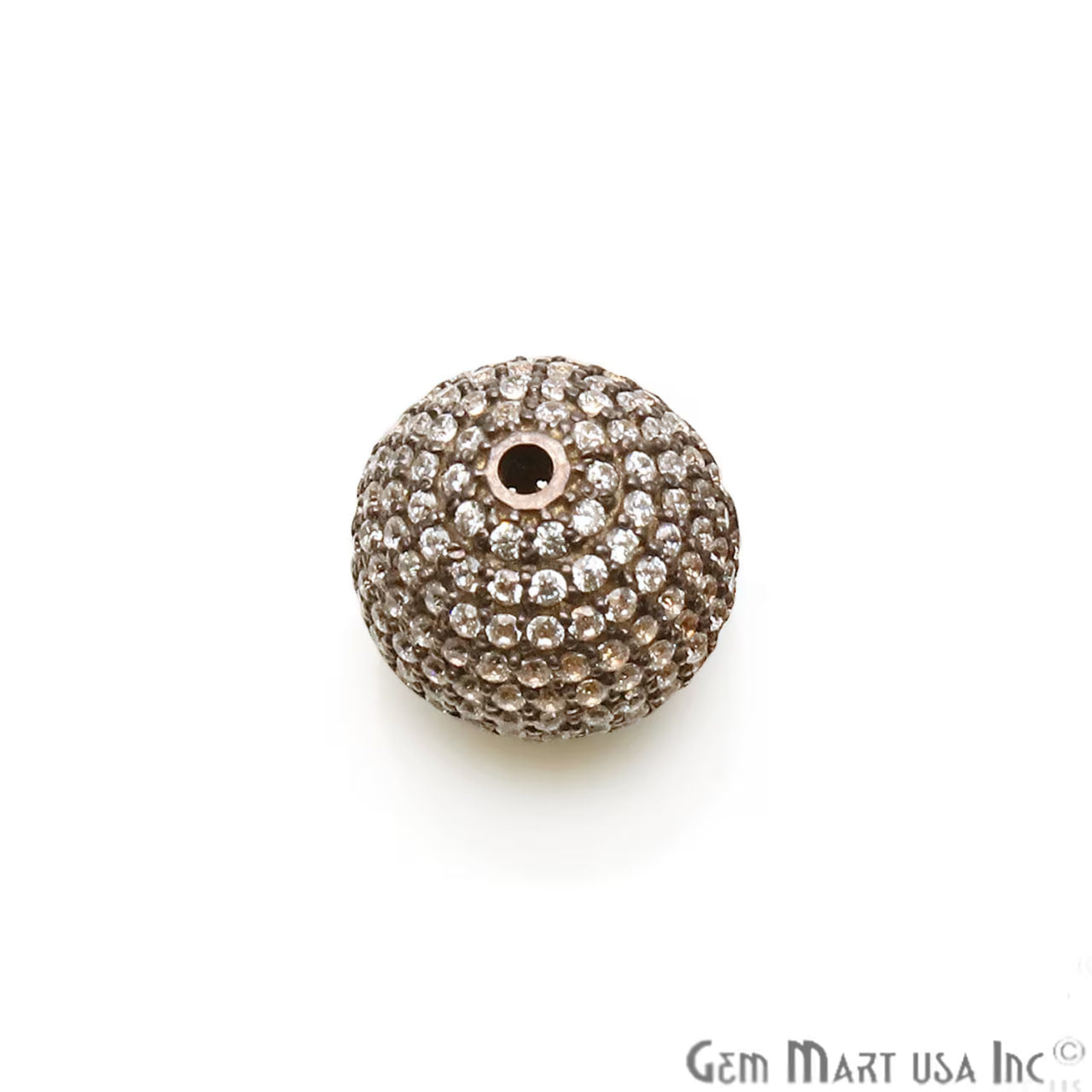 Cubic Zircon Round 7mm Beads Ball Sterling Silver Charm For Bracelet & Pendants
