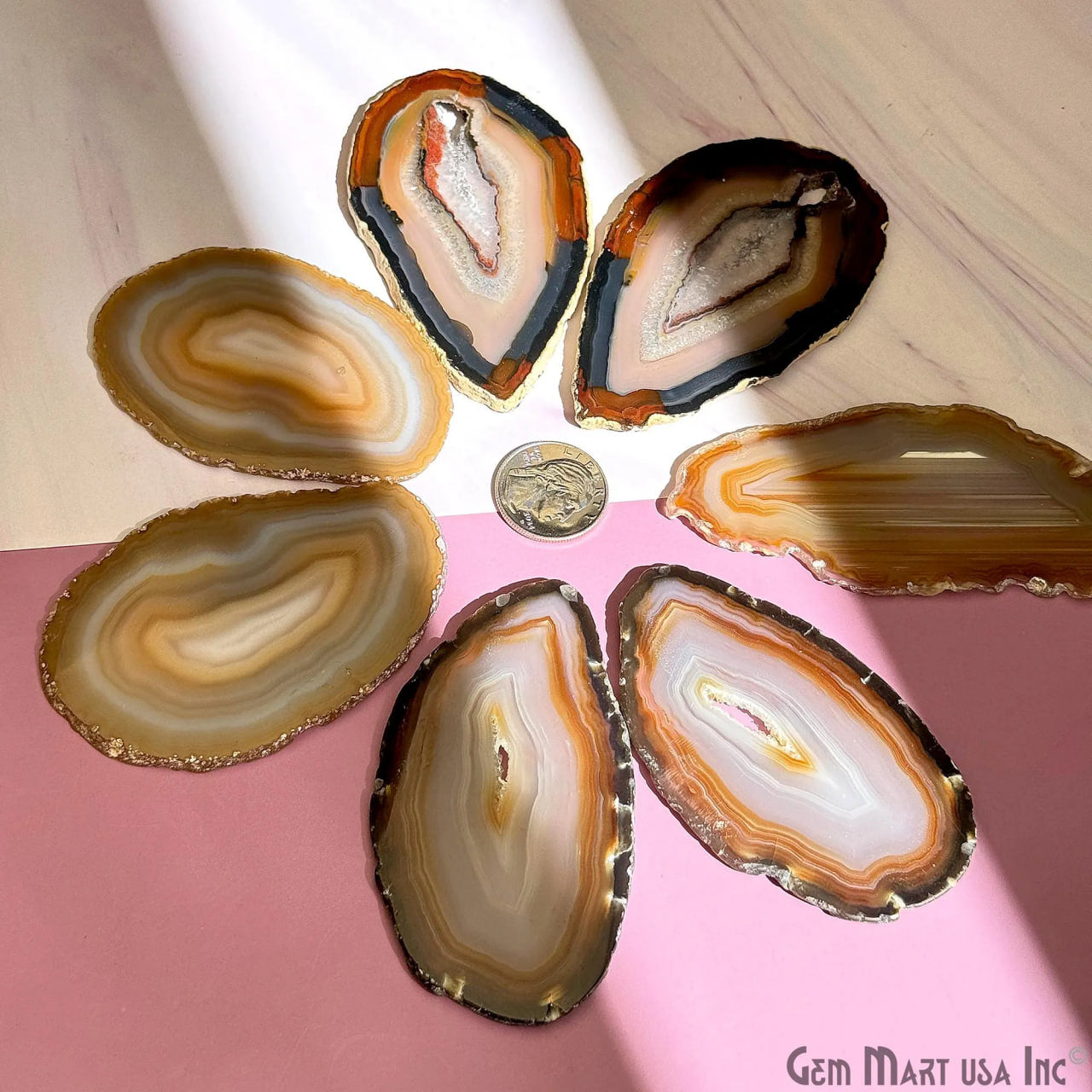 Natural Agate Slices, Natural Geode Slice Necklace Charm, Boho Crystal Agate Slice, 2.5-4 Inch Long Slices