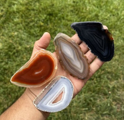 Natural Agate Slices, Natural Geode Slice Necklace Charm, Boho Crystal Agate Slice, 2.5-4 Inch Long Slices