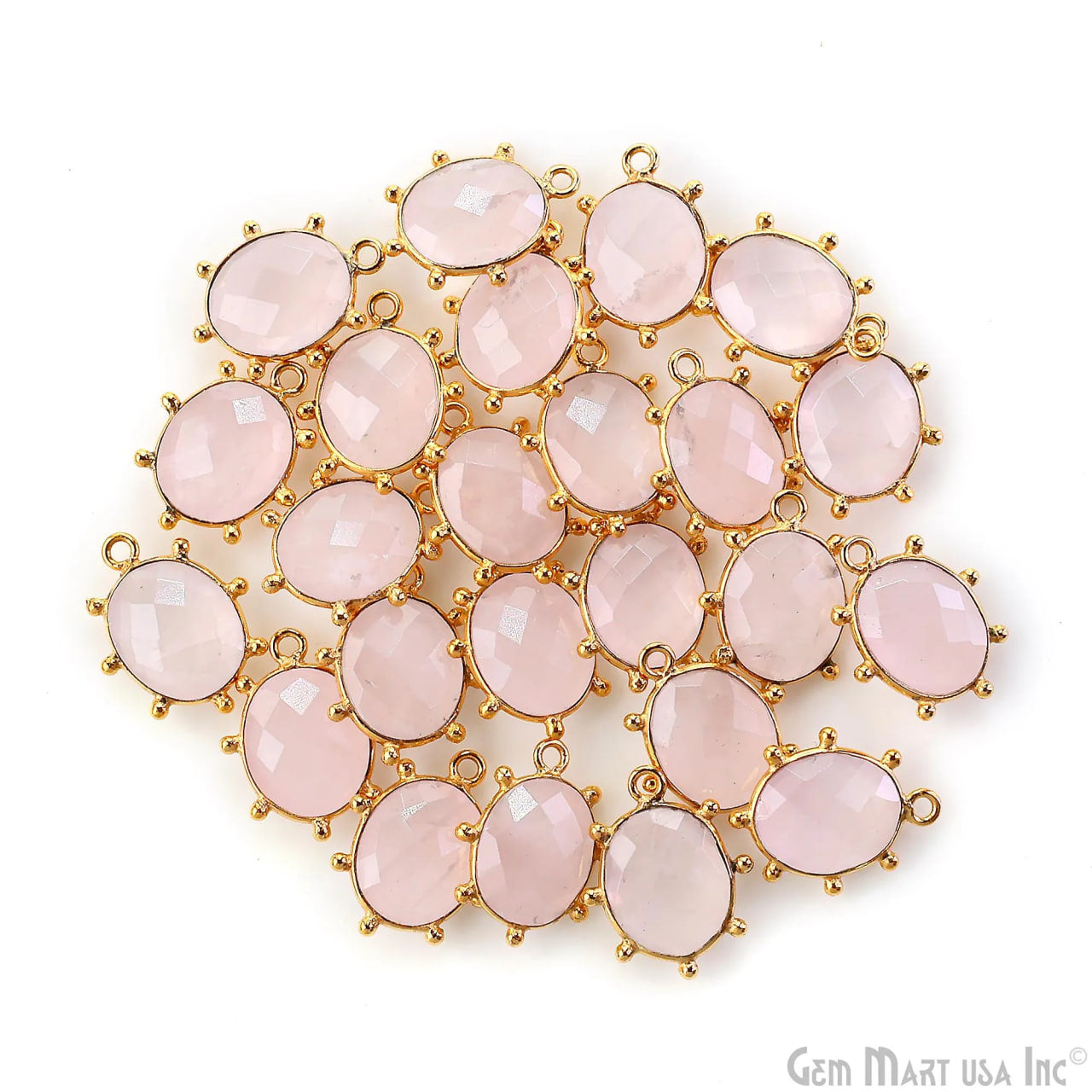 Oval 17x13mm Design Bezel Gold Plated Single Bail Gemstone Connector