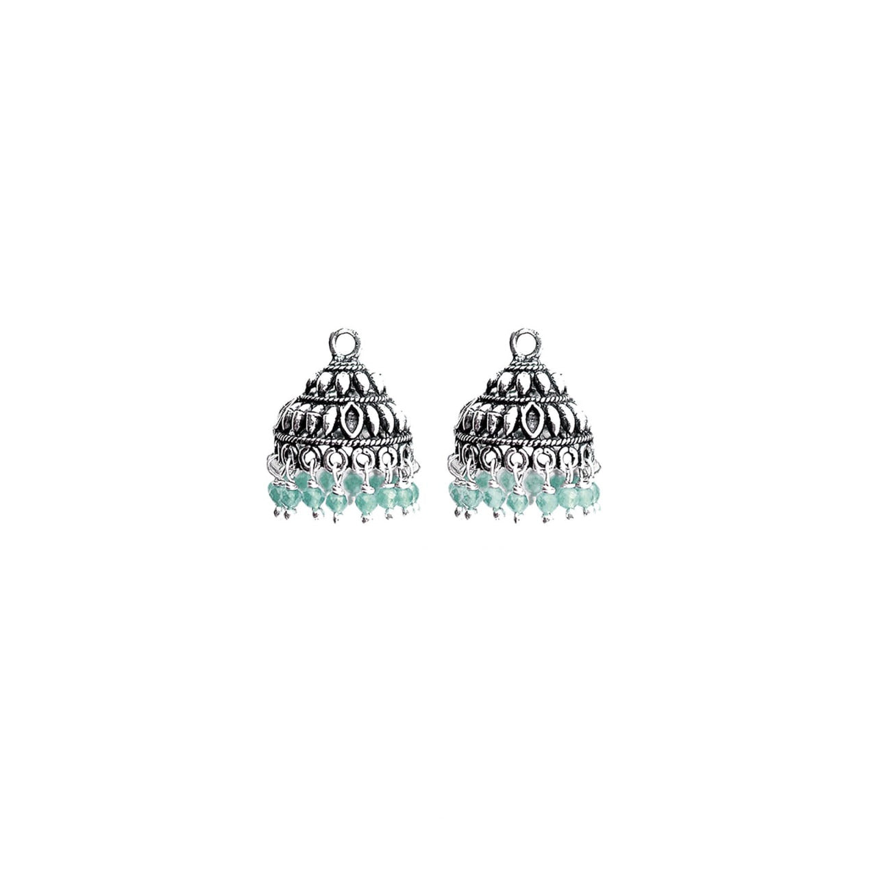 Round Shape Oxidized Dangle Earrings Supply - 1Pair (Pick your Gemstone)