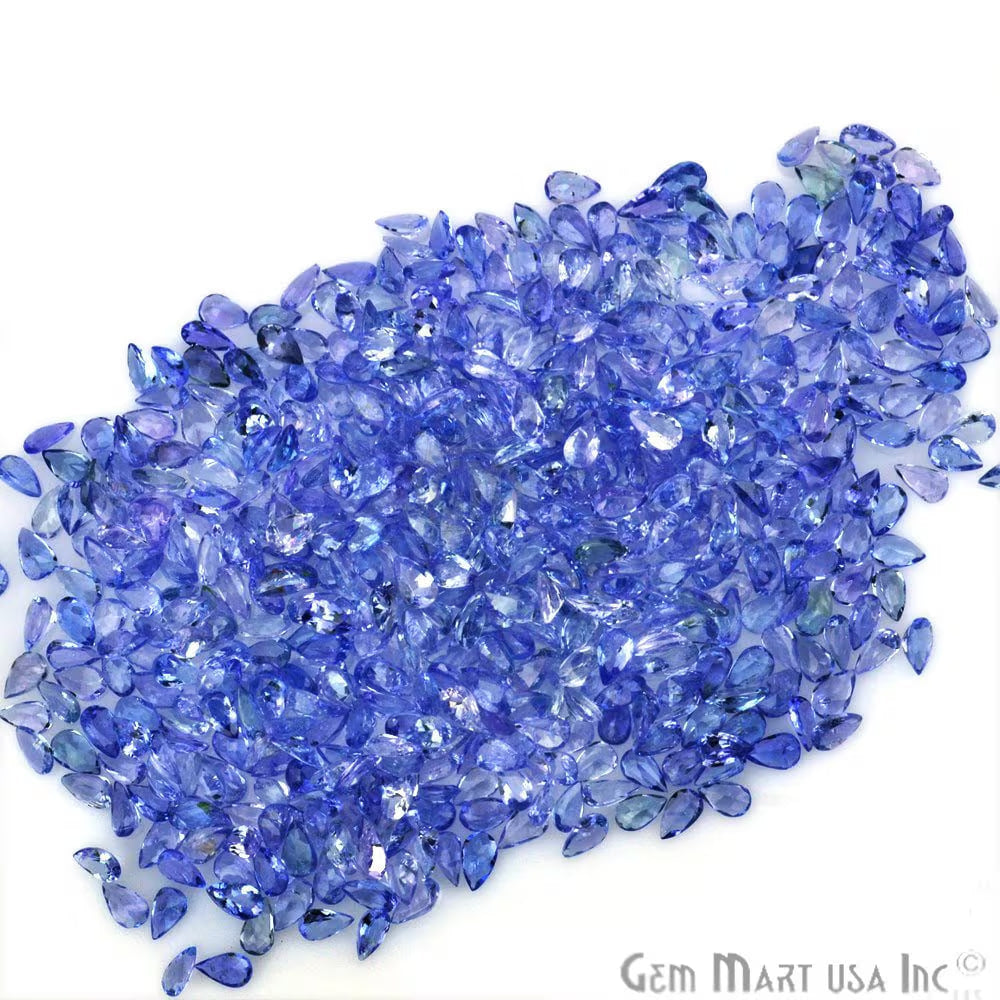 Tanzanite Wholesale Gemstones, 100% Natural Precious Gems, Purple and Blue Faceted Loose Gems, 3x5mm, Pears, 5 Carats