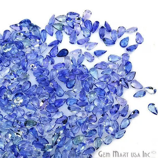Tanzanite Wholesale Gemstones, 100% Natural Precious Gems, Purple and Blue Faceted Loose Gems, 3x5mm, Pears, 5 Carats