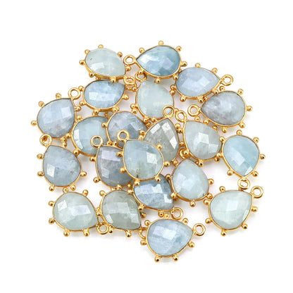 Pears 18x13mm Design Bezel Gold Plated Single Bail Gemstone Connector