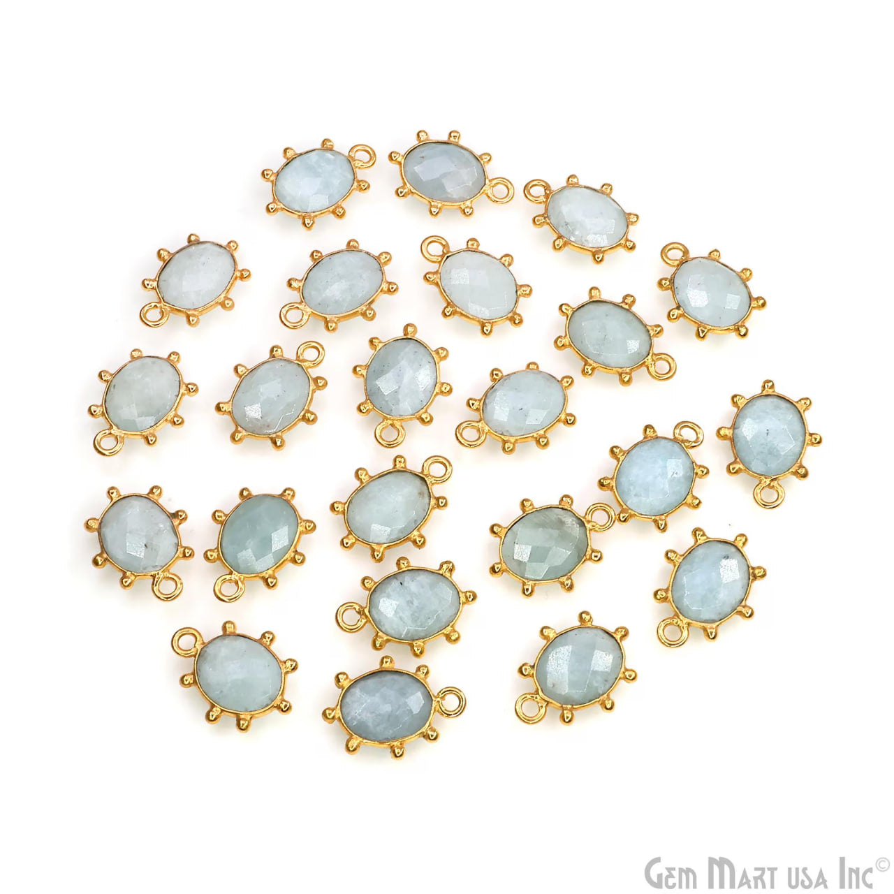 Oval 15x11mm Design Bezel Gold Plated Single Bail Gemstone Connector