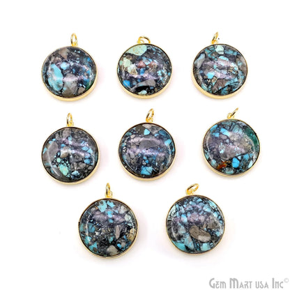 Round 30x26mm Cabochon Gold Plated Single Bail Gemstone Connector