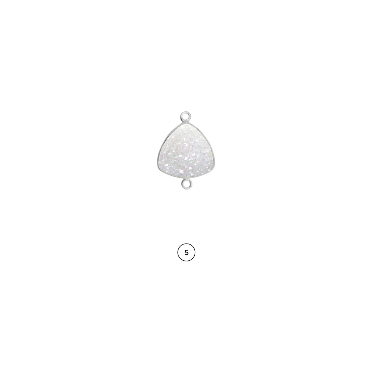 Clearance Natural Titanium Druzy 14mm Trillion Silver Plated Double Bail Bezel Gemstone Connector