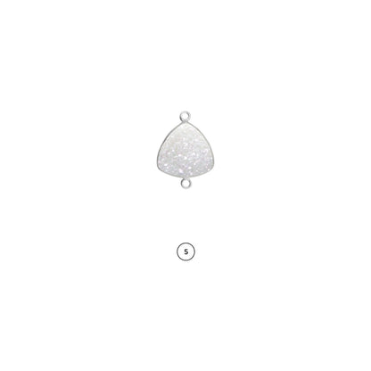 Clearance Natural Titanium Druzy 14mm Trillion Silver Plated Double Bail Bezel Gemstone Connector