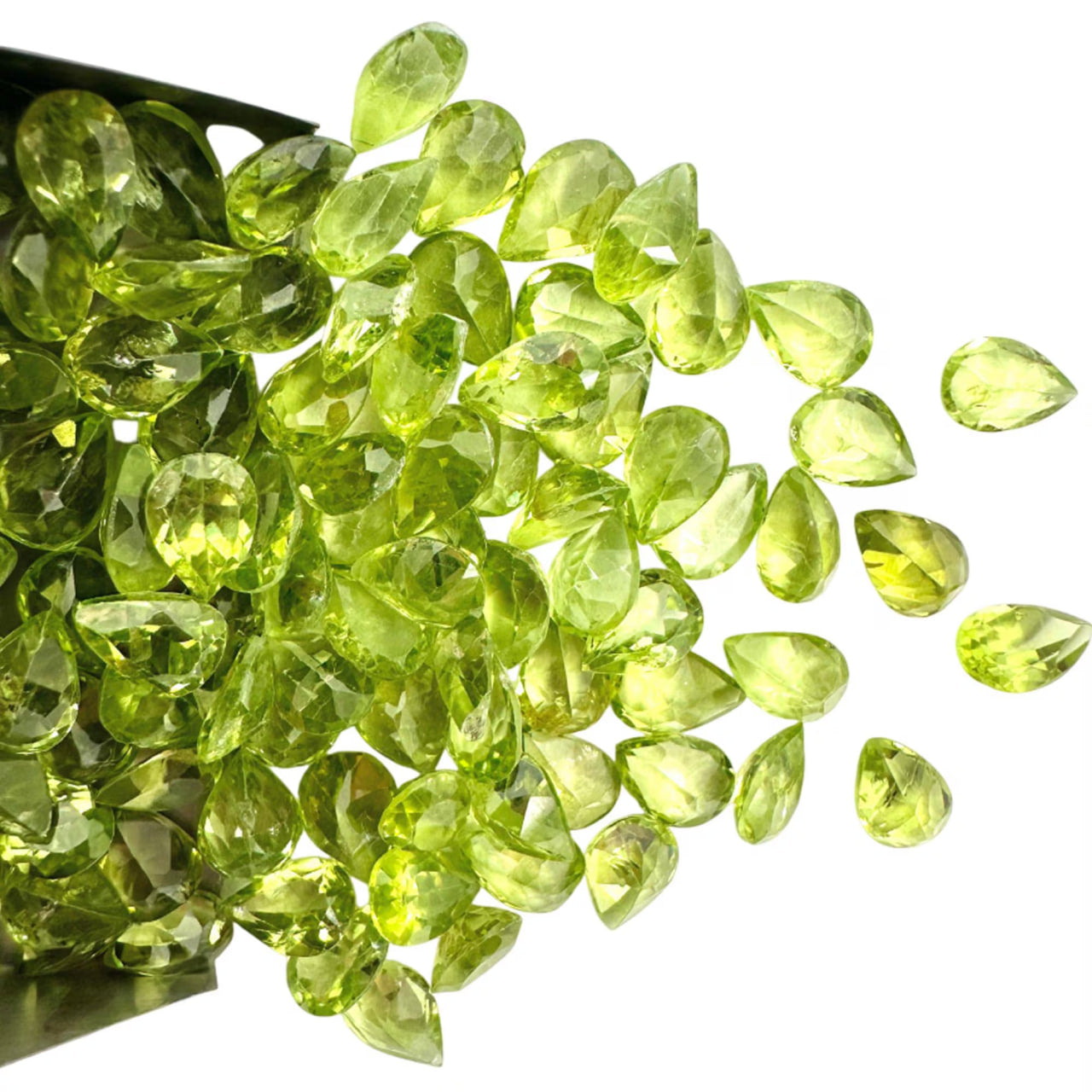 Peridot Pears Gemstone, 7x5mm, 5+ Carat, 100% Natural Faceted Loose Gems, August Birthstone