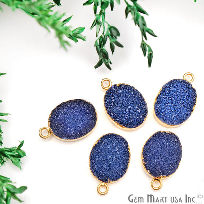 Druzy Gold Electroplated 12x16mm Oval Single Bail Gemstone Connector