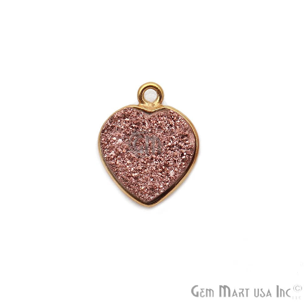 Heart 12mm Druzy Gold Plated Center Single Bail Druzy Connector