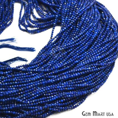 Lapis Rondelle Beads, 12-13 Inch Gemstone Strands, Drilled Strung Nugget Beads, Faceted Round, 2-2.5mm