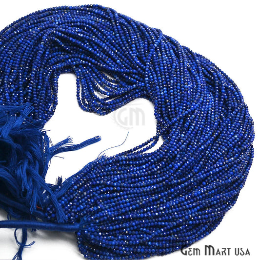 Lapis Rondelle Beads, 12-13 Inch Gemstone Strands, Drilled Strung Nugget Beads, Faceted Round, 2-2.5mm