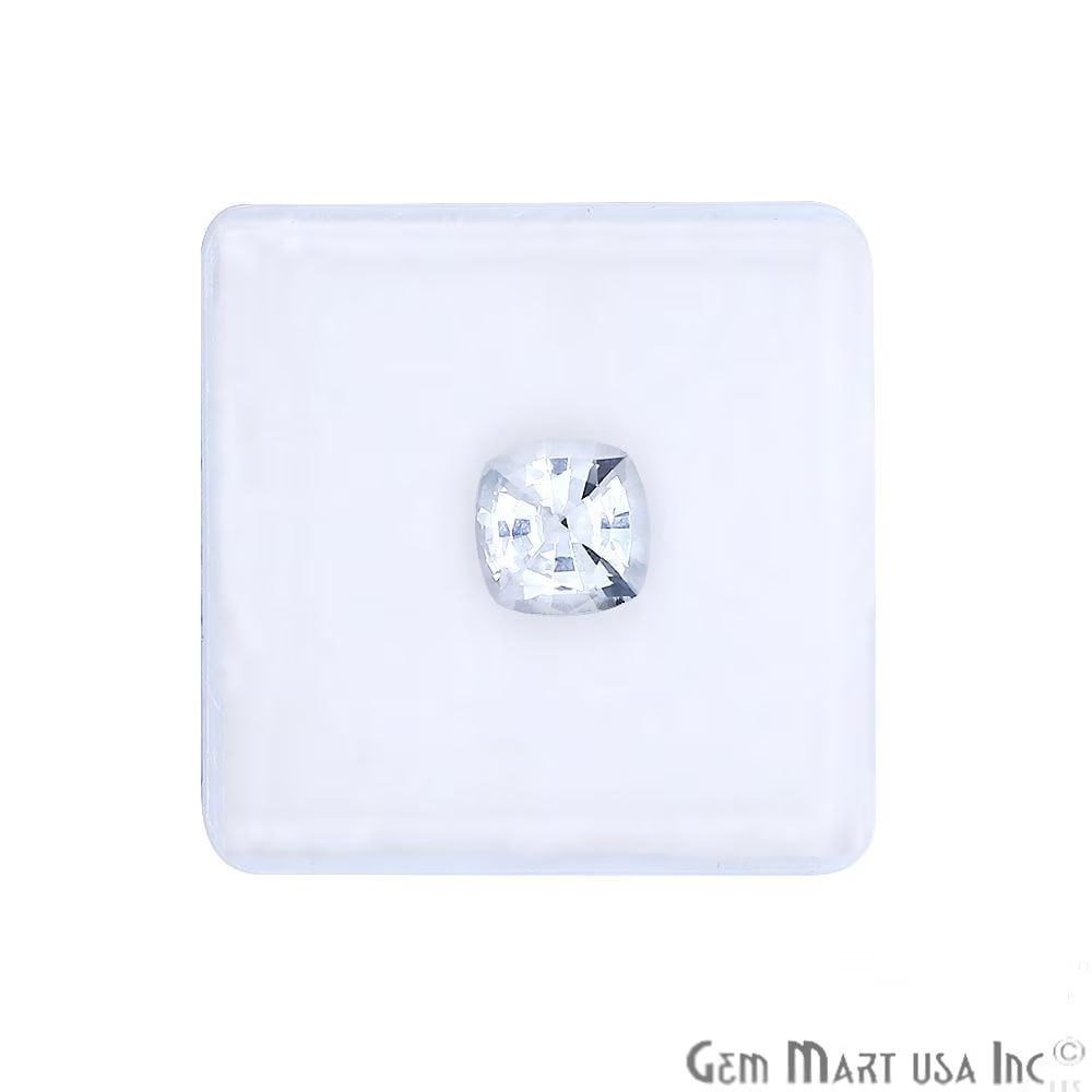 White Sapphire Wholesale Gemstones, 100% Natural Precious Gems, White Faceted Loose Gems, 7mm, Cushion, 1.55 Carat