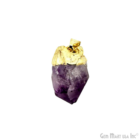 Amethyst Free Form 25x12mm Gold Electroplated Single Bail Rough Gemstone Pendant