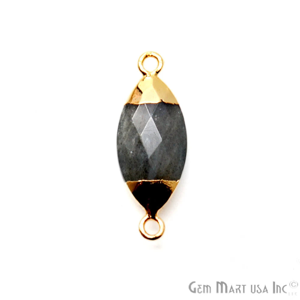 Labradorite 10x20mm Marquise Shape Gold Electroplated Gemstone Connector