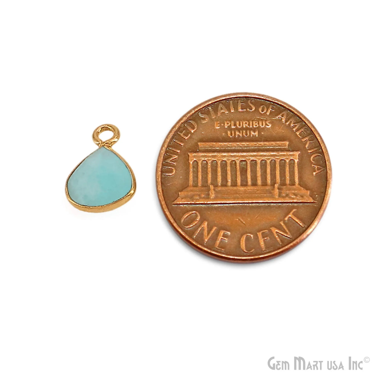 Amazonite Heart 6mm Gold Plated Single Bail Bezel Gemstone Connector