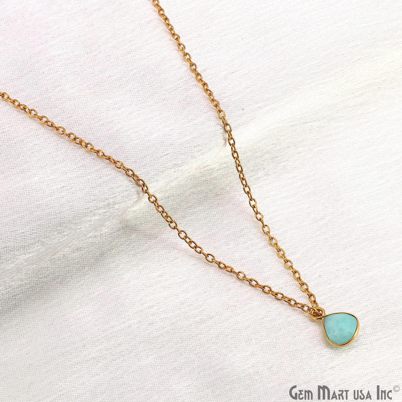 Amazonite Heart 6mm Gold Plated Single Bail Bezel Gemstone Connector