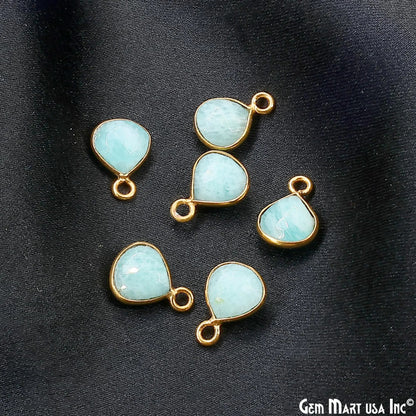 Amazonite Heart 6mm Gold Plated Single Bail Bezel Gemstone Connector