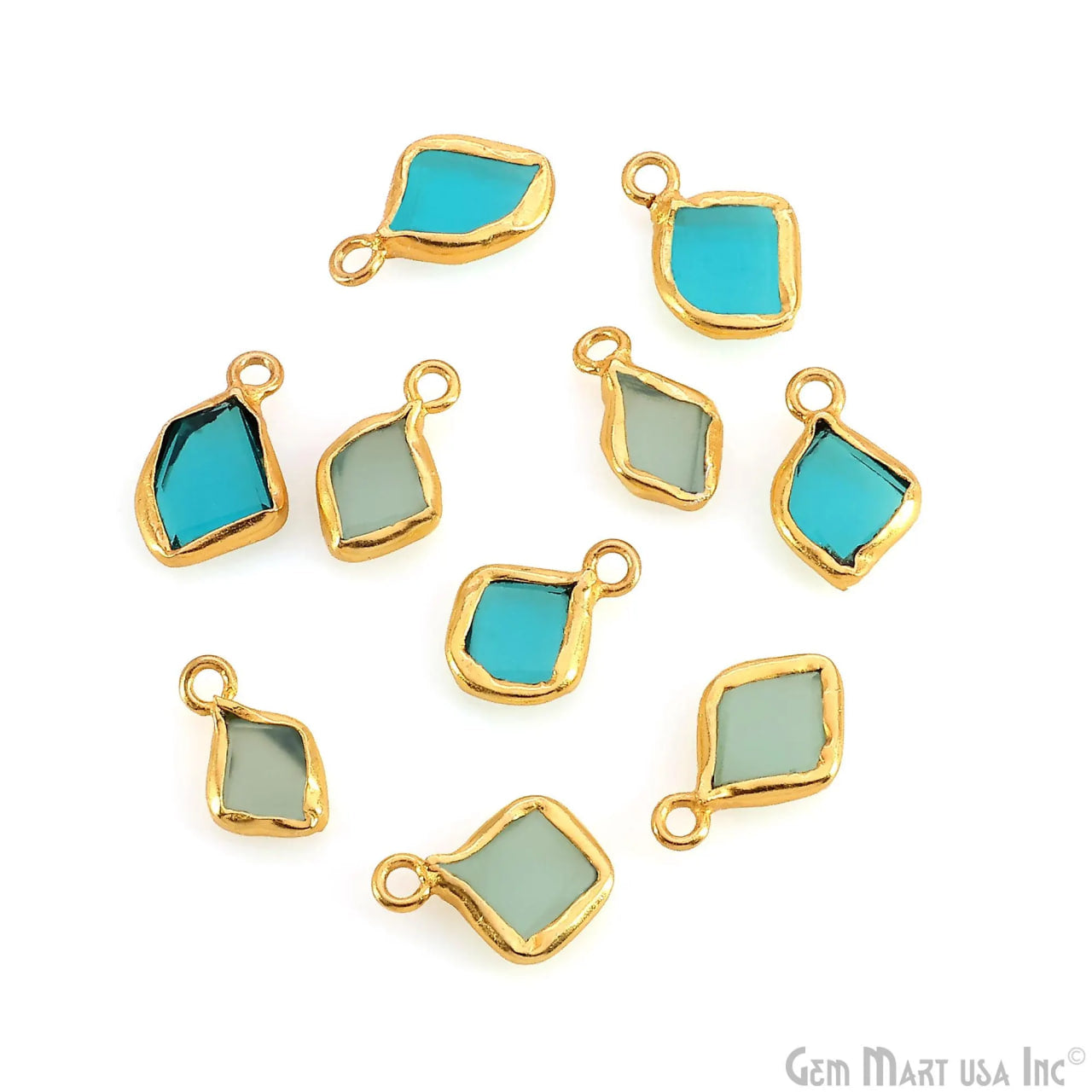 Gold Electroplated Single Bail Geometric Pendant Charm Gemstone Connector