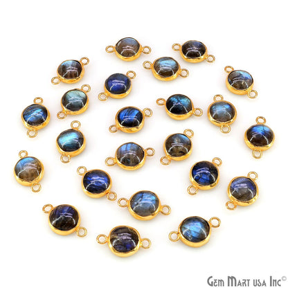 Multi Color Round 21x12mm Gold Plated Double Bail Cabochon Connector