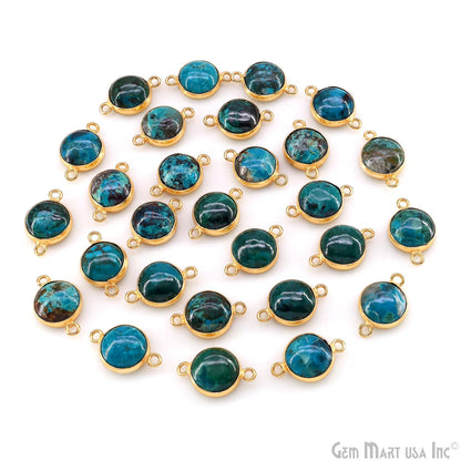 Multi Color Round 21x12mm Gold Plated Double Bail Cabochon Connector