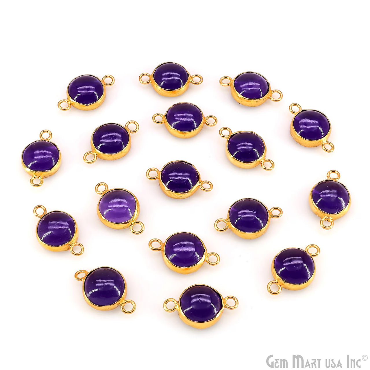 Multi Color Round 21x12mm Gold Plated Double Bail Cabochon Connector