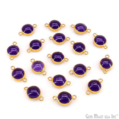 Multi Color Round 21x12mm Gold Plated Double Bail Cabochon Connector