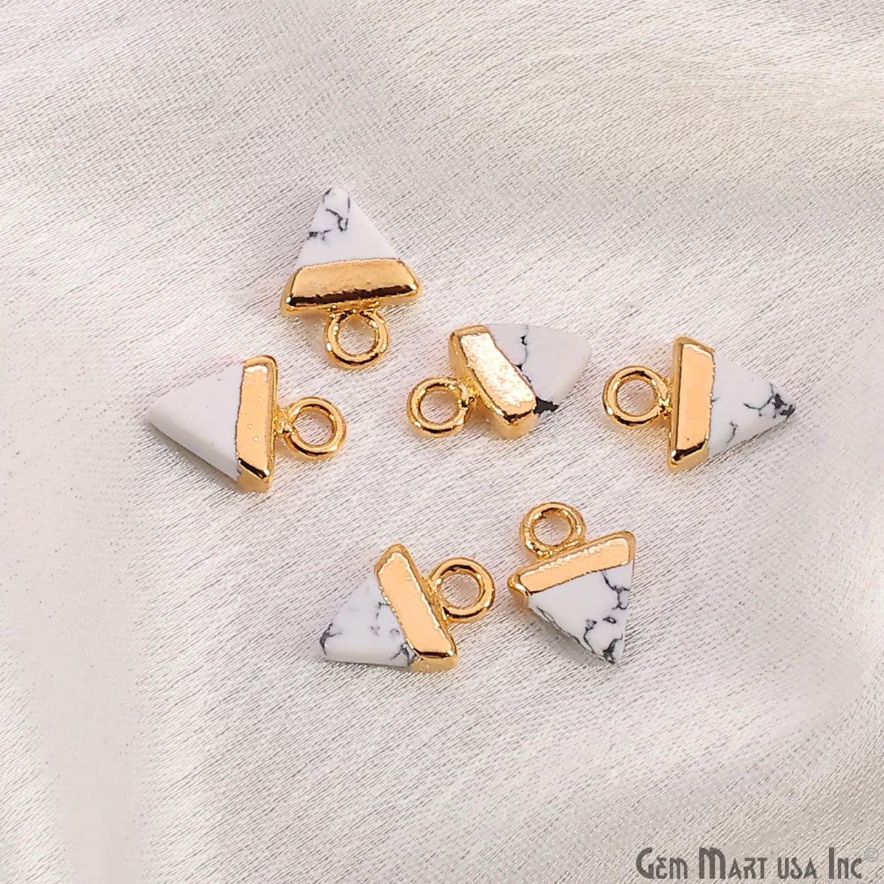 Triangle 11x8mm Gold Electroplated Single Bail Gemstone Connector