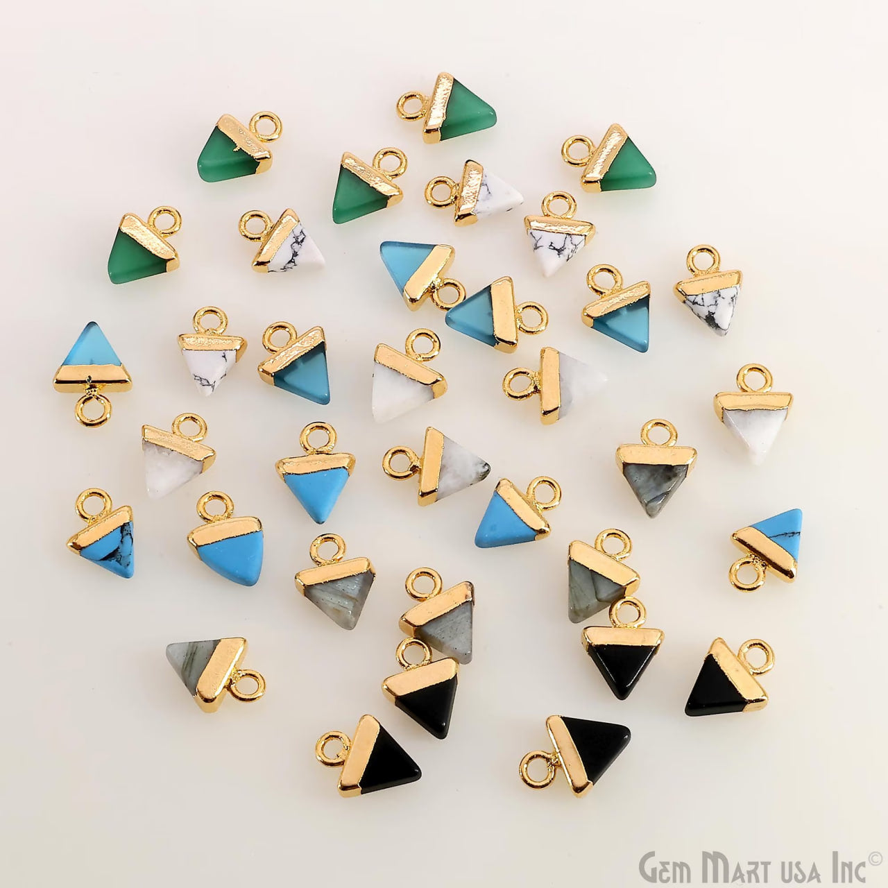 Triangle 11x8mm Gold Electroplated Single Bail Gemstone Connector