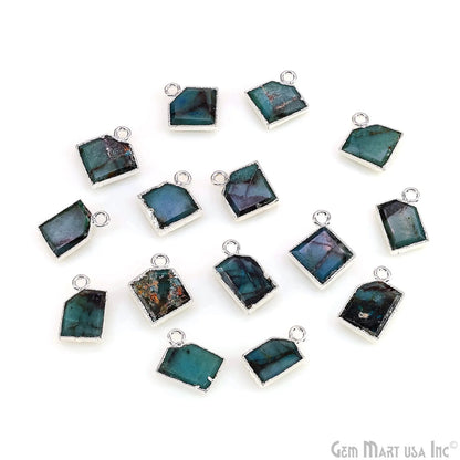 Chrysocolla Gold Electroplated Single Bail Geometric Pendant Charm Gemstone Connector (Copy)
