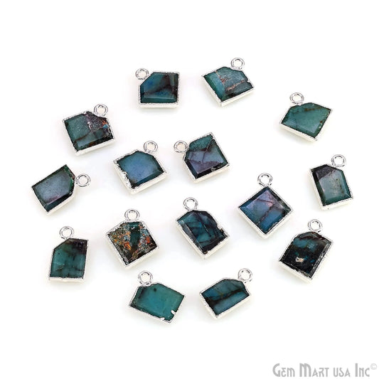 Chrysocolla Gold Electroplated Single Bail Geometric Pendant Charm Gemstone Connector