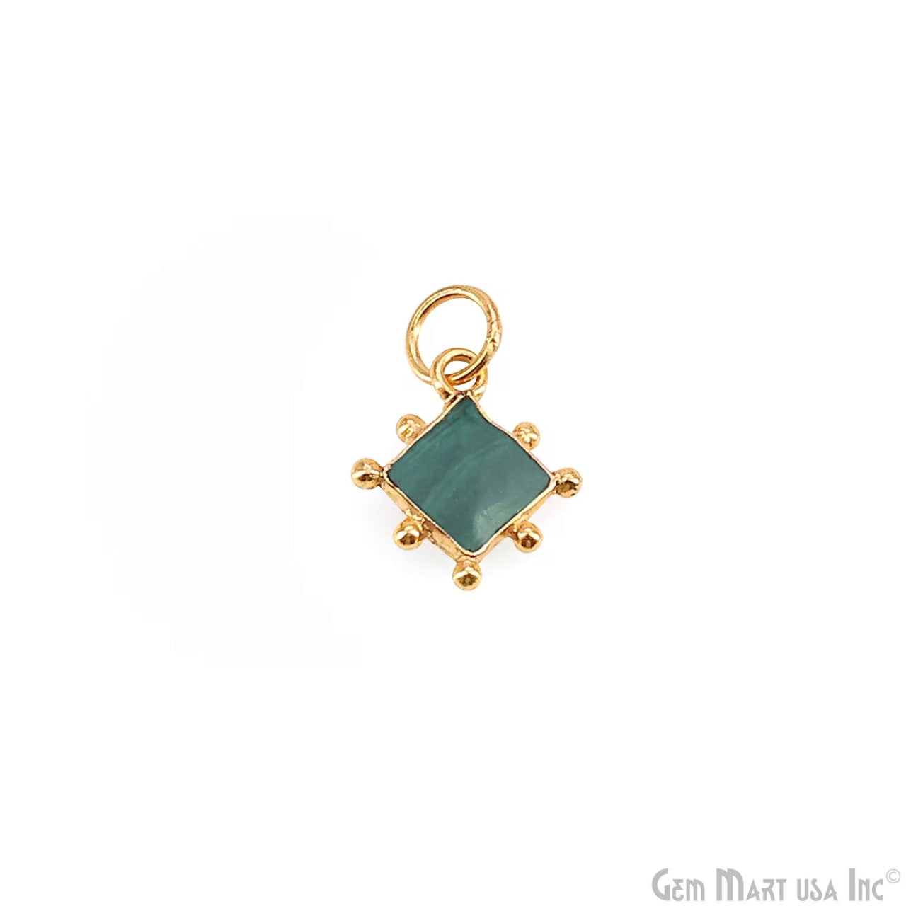 Chrysocolla Square 10mm Gold Bezel Setting Single Bail Gemstone Connector