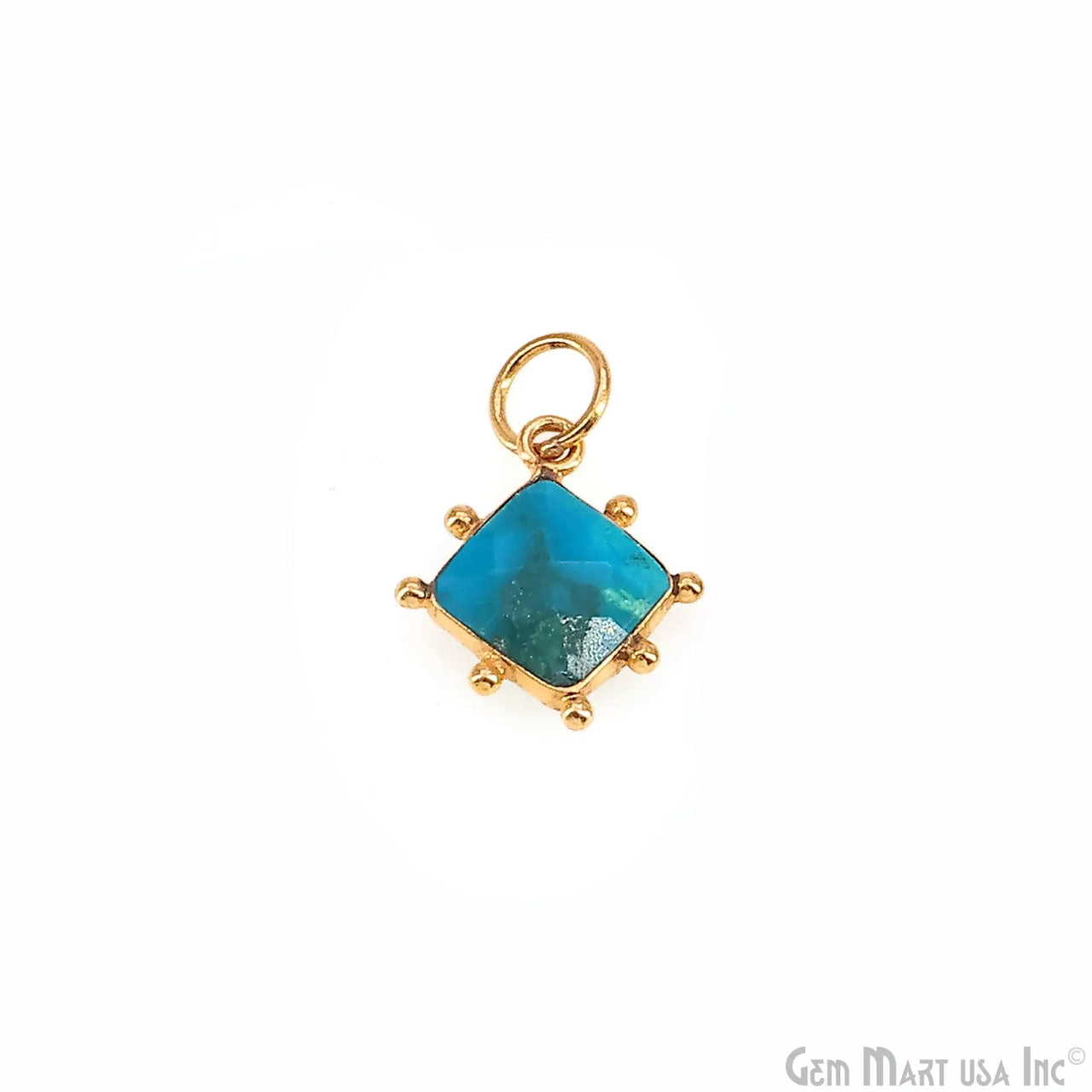 Chrysocolla Square 12mm Gold Bezel Setting Single Bail Gemstone Connector
