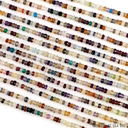 Mixed Rondelle Beads, 12.5 Inch Gemstone Strands, Drilled Strung Nugget Beads, Faceted Round, 3-4mm
