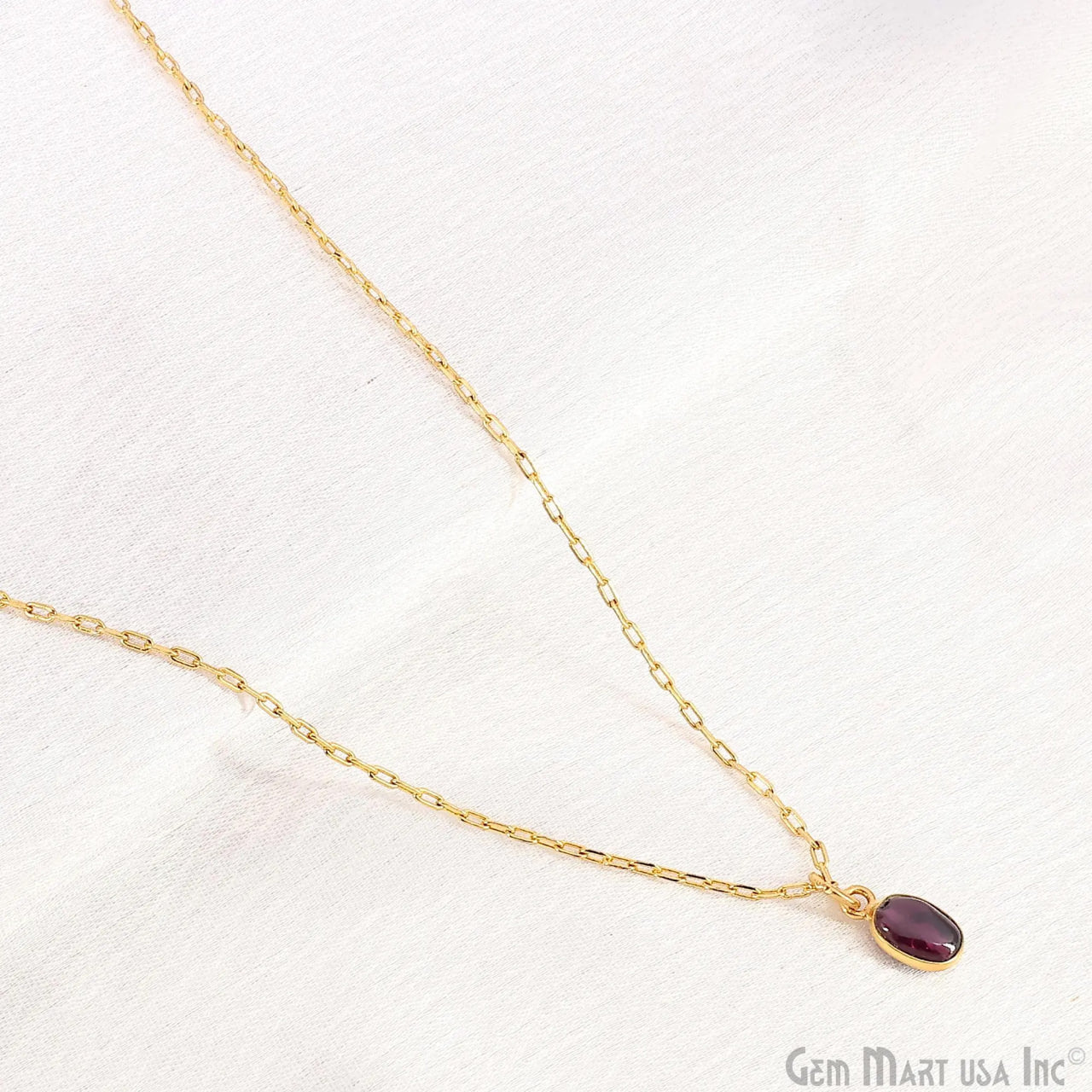 Garnet Oval 11x6mm Gold Plated Single Bail Bezel Gemstone Connector