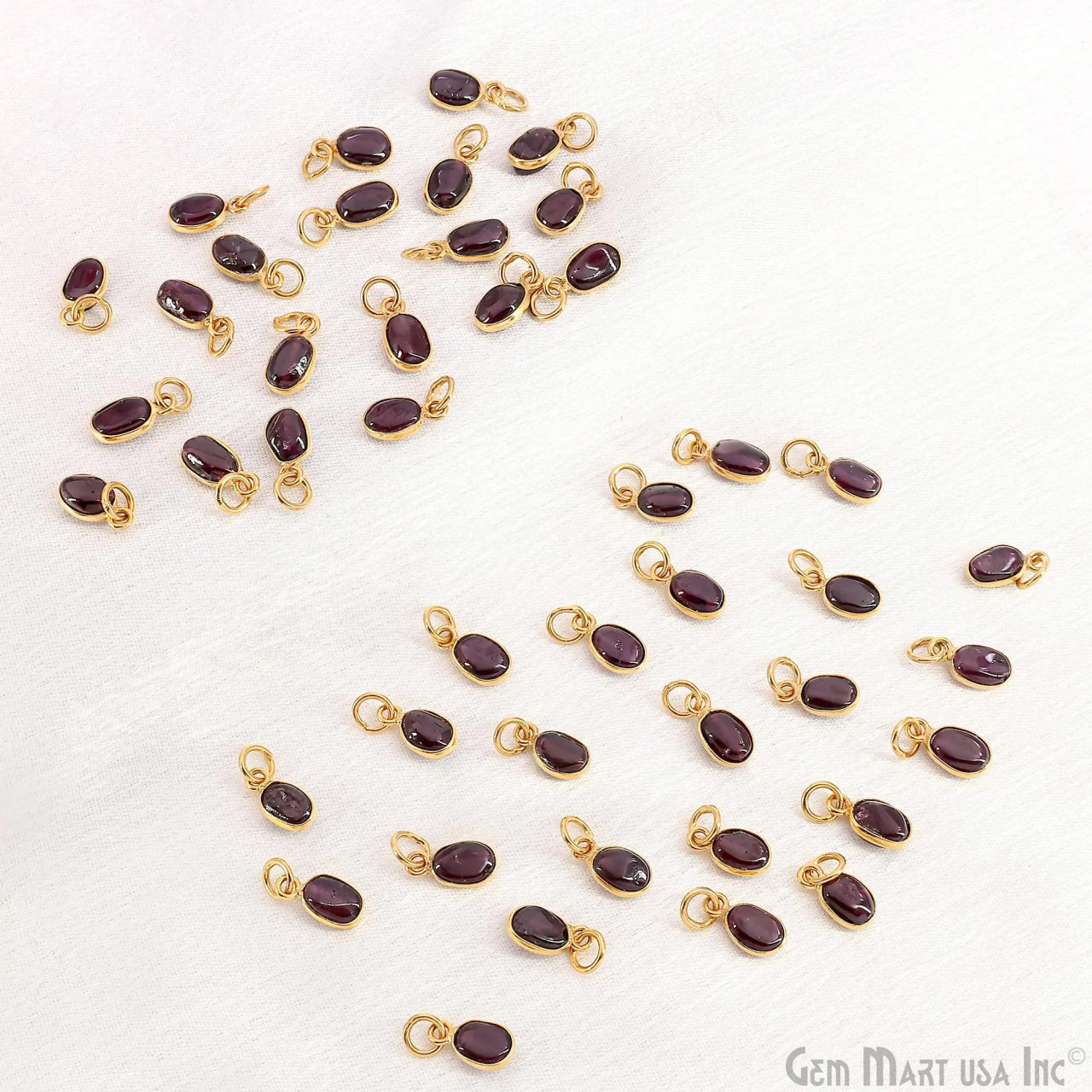 Garnet Oval 11x6mm Gold Plated Single Bail Bezel Gemstone Connector