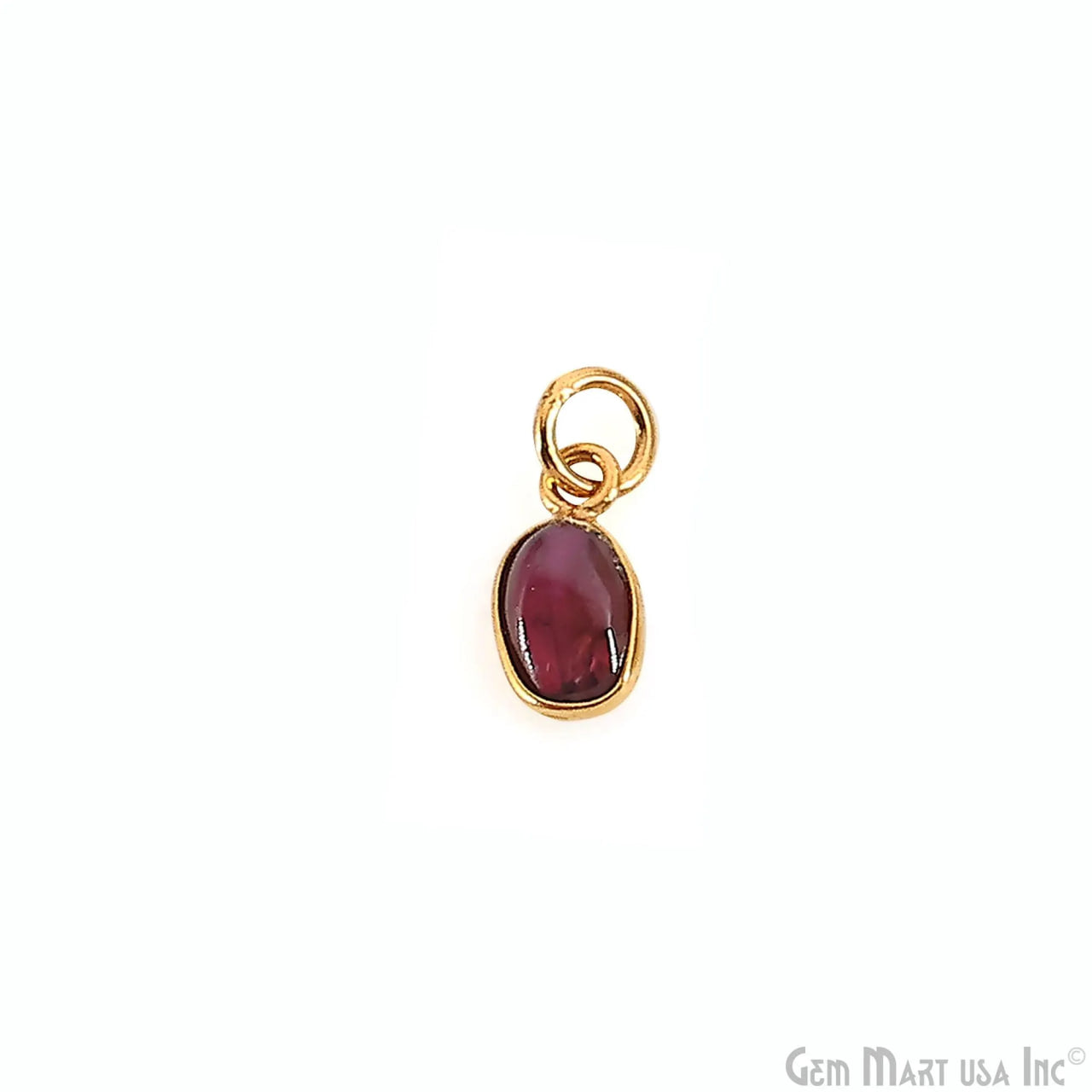 Garnet Oval 11x6mm Gold Plated Single Bail Bezel Gemstone Connector